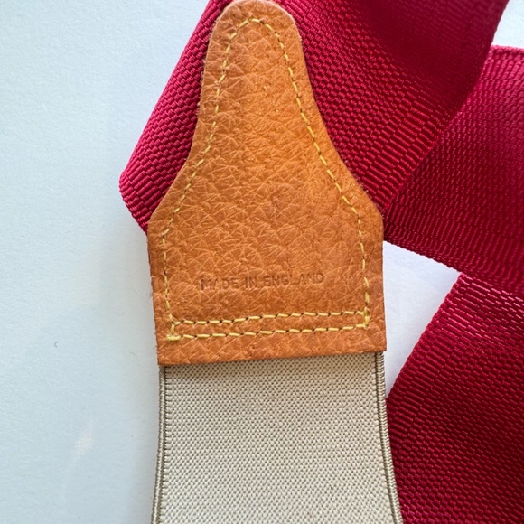 Red Nylon Suspenders with Leather trim - Picture 2 of 2